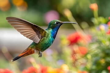 Obraz premium Vibrant Hummingbird in Flight – High-Resolution Nature Photography