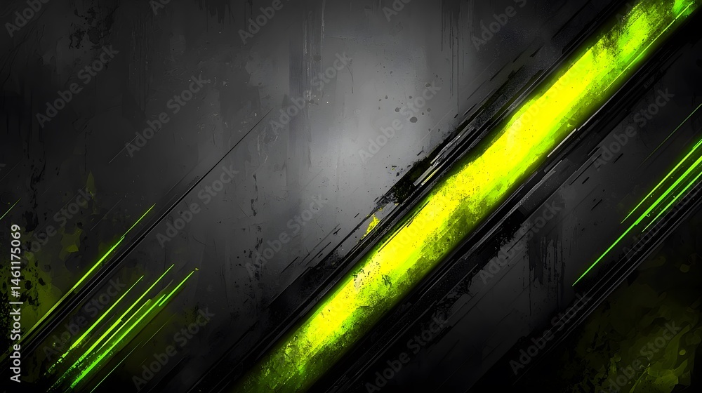 Poster dynamic graphic design with diagonal neon lines.