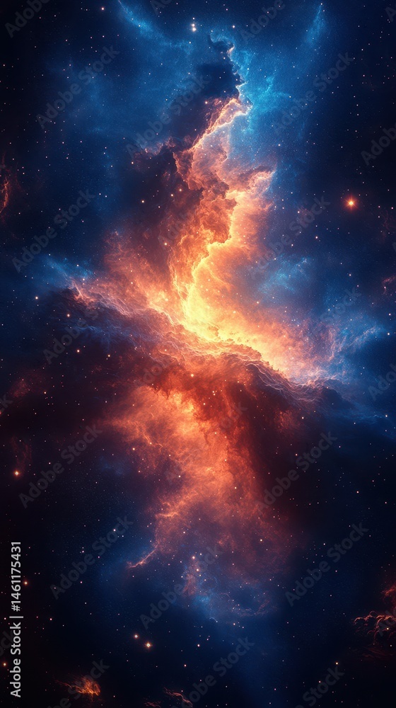 Wall mural vivid cosmic nebula illuminated with swirling colors in deep space creating an otherworldly spectacl