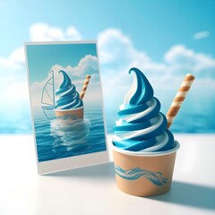 Ocean-Inspired Blue Swirl Soft Serve