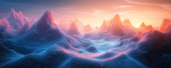 Explore stunning 3D data landscapes generated by AI algorithms, showcasing vibrant colors and unique structures.