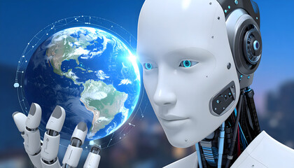 Exploring advanced robotics and ai technology urban landscape digital art futuristic view