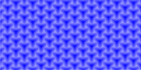 3D Hexagonal Blue Geometric Pattern, Abstract Gradient Optical Illusion Background.