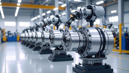 Fototapeta premium Robot Arm in Factory Assembly Line