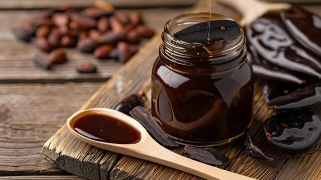 carob essential oil. Selective focus