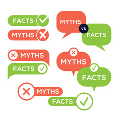 Myths vs Facts icon badges. Facts vs Myths comparison vector illustration