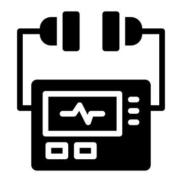 defribillator. This is a vector single icon with a solid style. Suitable for any purpose, such as website design, mobile app design, logo design, pattern design, etc.