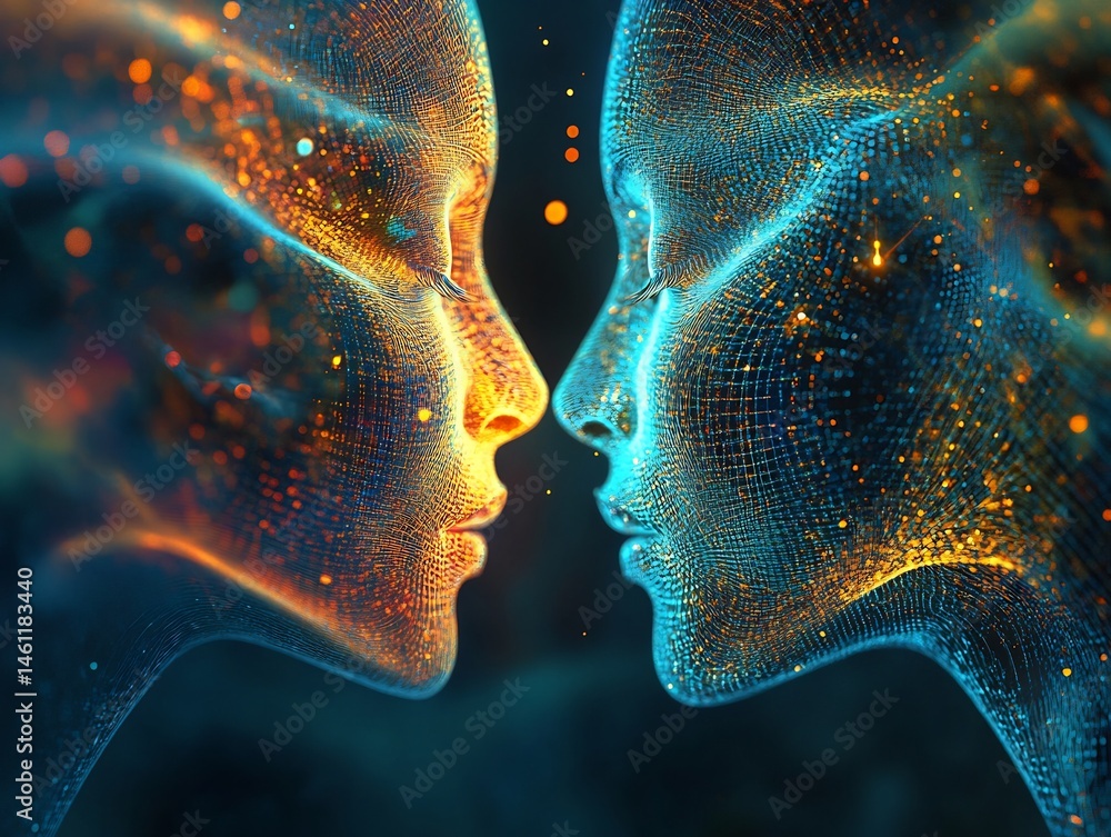Poster digital connection: abstract representation of human interaction and technology