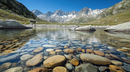 Mountain stream flowing through rocky landscape