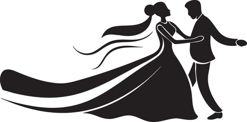 Silhouette Vector of Dancing Couple in Elegant Style