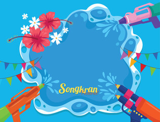 Frame design with symbols celebrating the Songkran Festival Illustrations and vectors