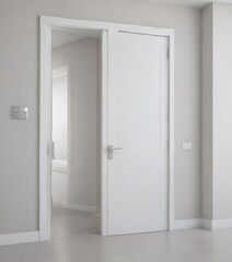 Modern white interior doors, various open & closed positions , white door,  door collection,  wood texture