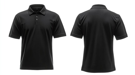 Blank black polo shirt, front and back views (1)
