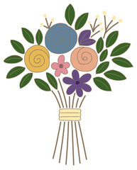Whimsical Minimal Flower Bouquet Illustration