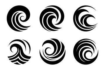 Abstract wave vector designs set black and white