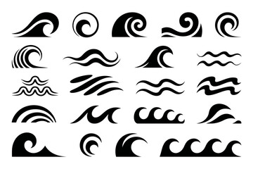 Ocean wave vector design set of various patterns