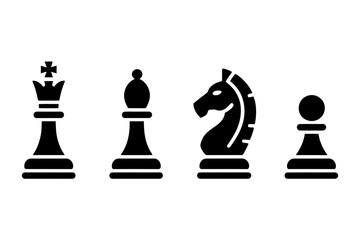 Chess pieces king bishop knight pawn strategy game