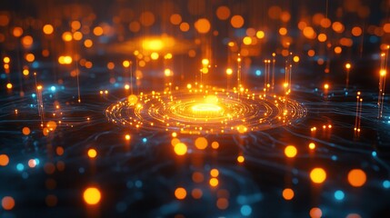 Obraz premium Business AI algorithm predicting networking opportunities through glowing data nodes 