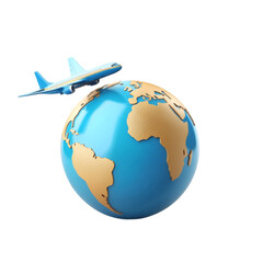 Airplane flying around the world global travel journey adventure,