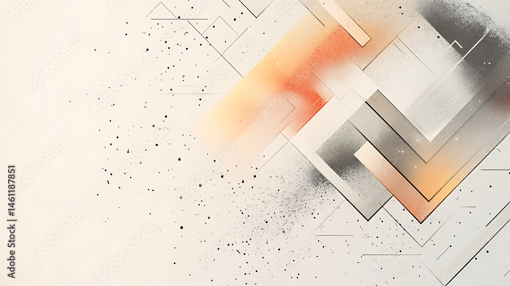 Poster abstract geometric composition with lines and textured rectangles subtle color accents modern artist