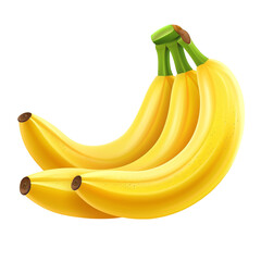 Yellow Bananas Isolated on Transparent Background