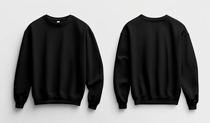 Blank black sweatshirt mockup, front and back views (3)