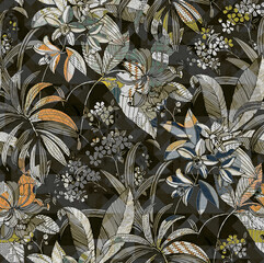 Leaf and Flower Seamless Print with Soft Tones