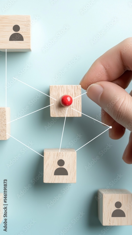 Poster hand connecting people in a business network - teamwork and structure concept business network hand