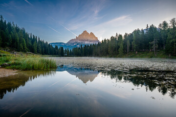 view of Antorno lake, Belluno, Veneto, Italy