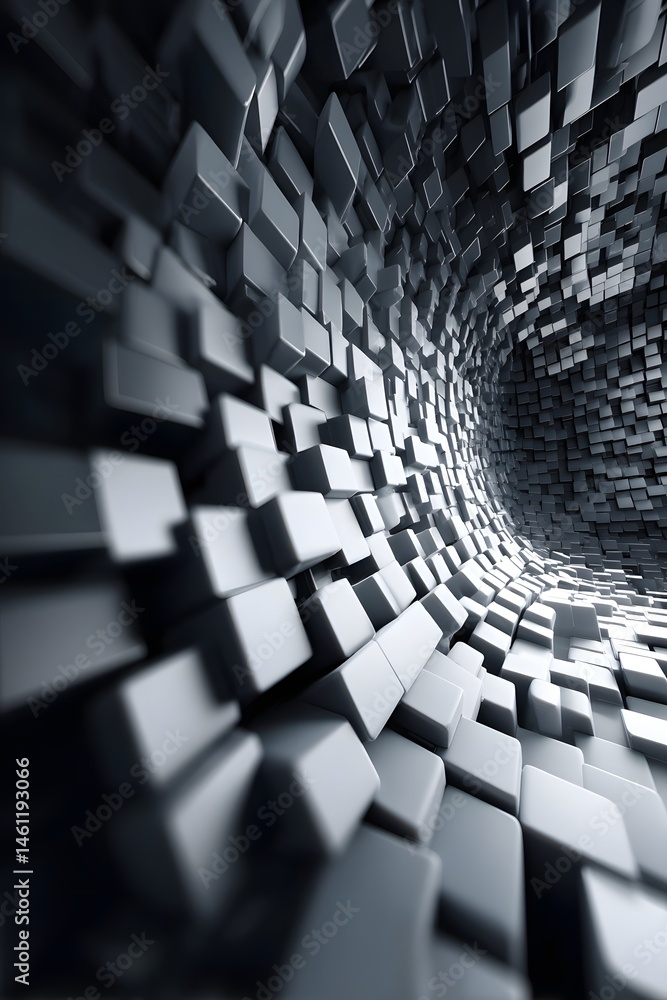 Poster abstract 3d tunnel with a geometric pattern