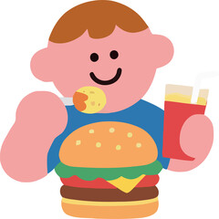 Cartoon People Enjoying Various Meals and Snacks