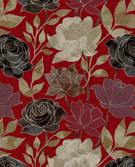 Leaf and Flower Seamless Print with Soft Tones