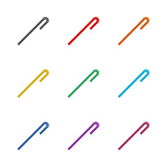 Drinking plastic straw icon isolated on white background. Set icons colorful