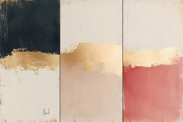 Abstract artwork featuring three vertical panels of various muted tones.