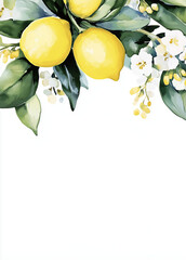 Lemons and flowers create a bright, cheerful arrangement in a simplistic design
