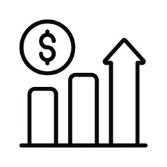 Ready to use line style icon of investment profit chart