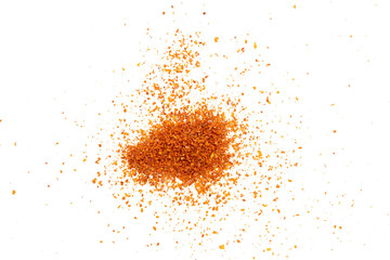 abstract dry chili particles on white background transparent