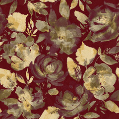 Leaf and Flower Seamless Print with Soft Tones