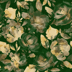 Colorful Abstract Pattern with Leaves and Petals