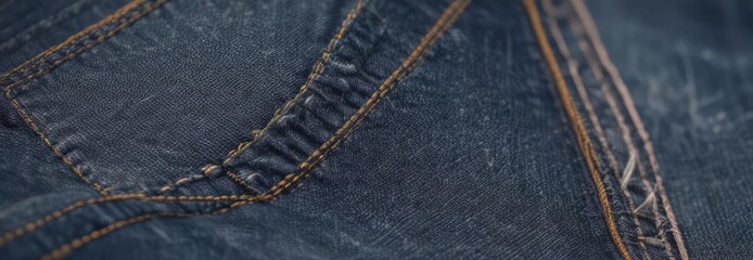 Fototapeta premium Close-up denim detail, fashionable cut Colorful background, authentic image , style, trendy