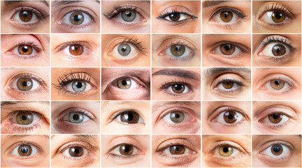 Collage of different human eyes showing variety and diversity