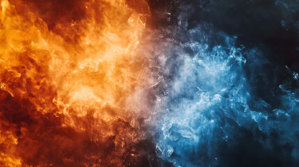Dramatic Clash of Fire and Ice Elements in Dynamic Abstract Visual