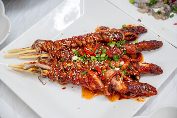South korea food. Grilled Whole Octopus