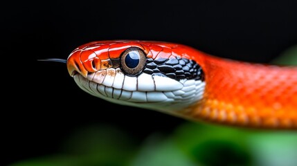 Obraz premium Close-up of a vibrant red snake with striking patterns and features
