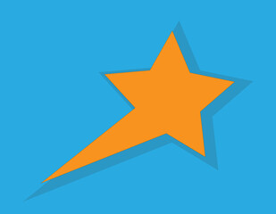 an orange star on a blue background,
