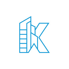 Abstract Outline Building and Letter X Logo Design 001