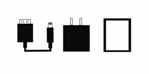 black and white gadget vector - charger vector _usb vector