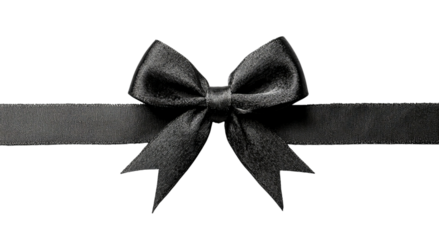 Png of Elegant black satin bow with tails, perfect for gift wrapping or festive decoration.