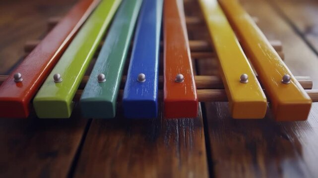 Colorful wooden xylophone bars