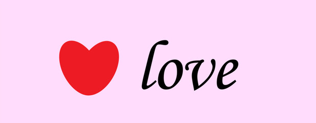 love side text heart on pink background, 